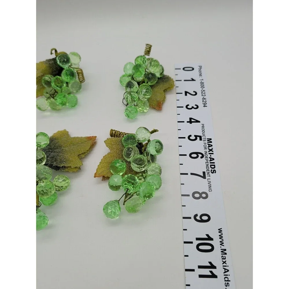 Vintage Style Lime Green Faceted Acrylic Grape Clusters Set of 4 MCM Kitsch